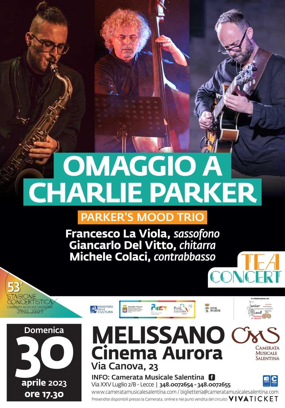 TEA CONCERT: Parker’s Mood Trio @ Cinema Aurora, Melissano (LE)