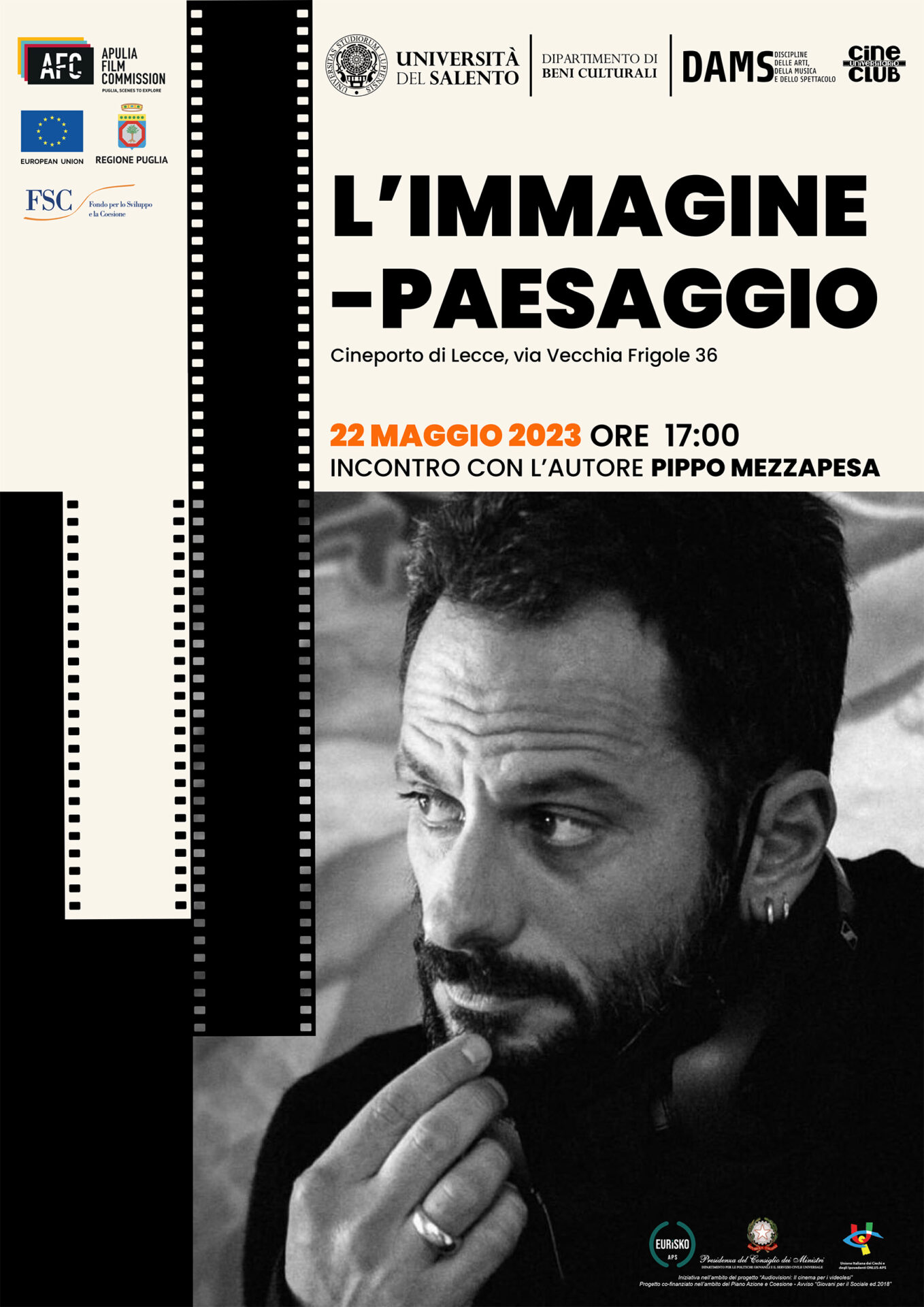 “L’IMMAGINE-PAESAGGIO”: IL 22 MAGGIO 2023 AL CINELAB DI LECCE INCONTRO CON IL REGISTA E SCENEGGIATORE PIPPO MEZZAPESA