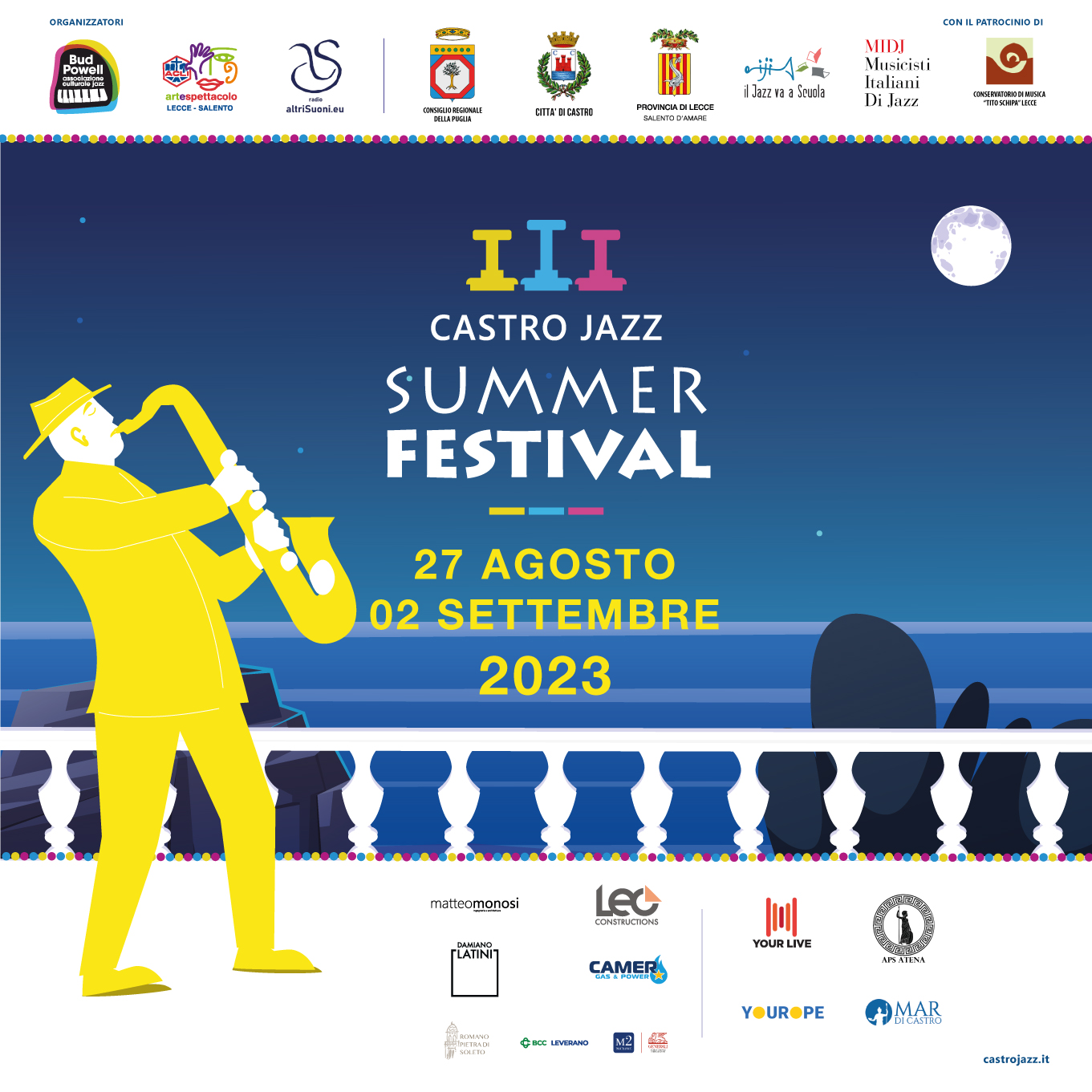 Tutto pronto per il Castro Jazz Festival, in programma a Castro dal 27 agosto al 2 settembre