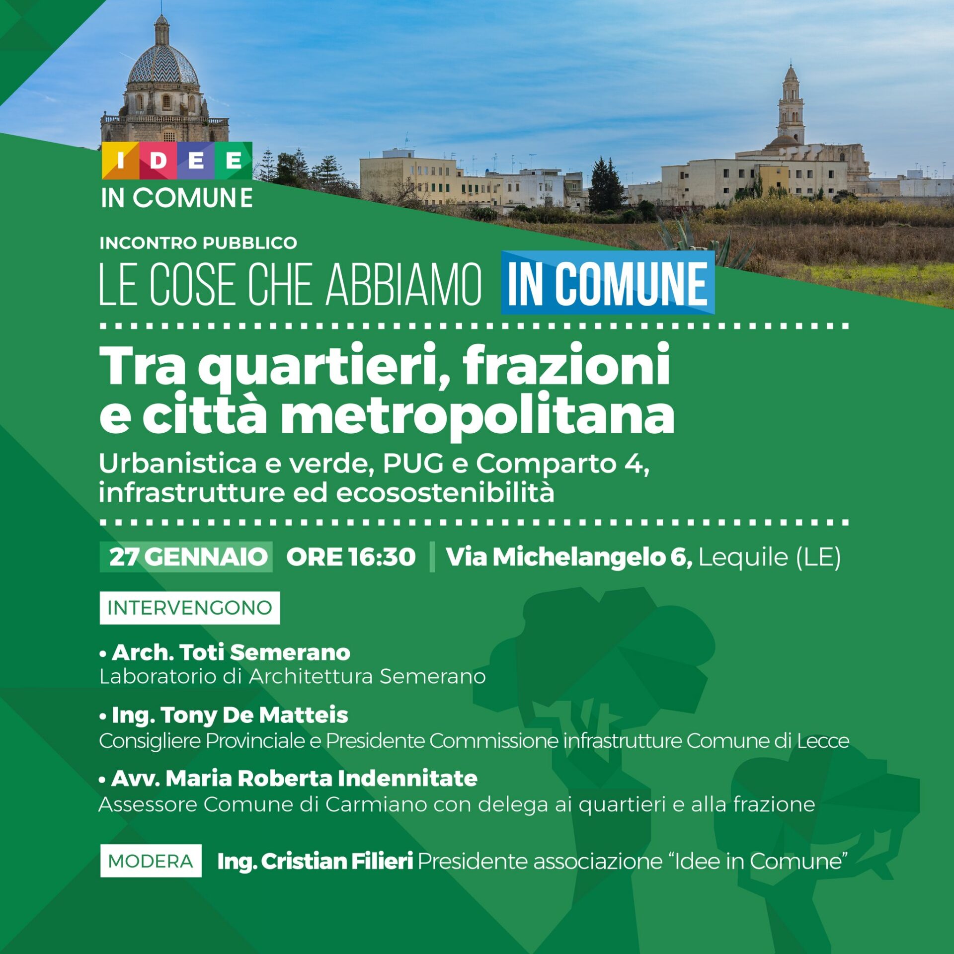 “Le cose che abbiamo in comune” – Sabato 27 gennaio si parlerà di urbanistica