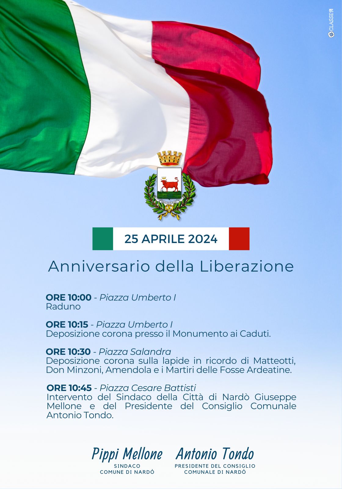 25 APRILE, IL PROGRAMMA DELLA FESTA DELLA LIBERAZIONE