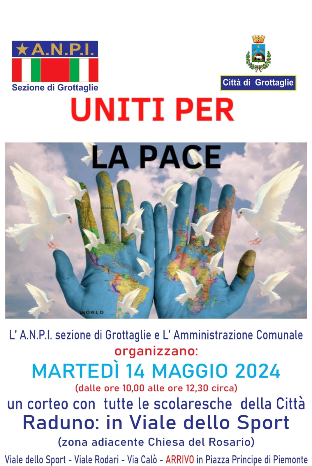 Grottaglie marceranno per la pace il 14 maggio