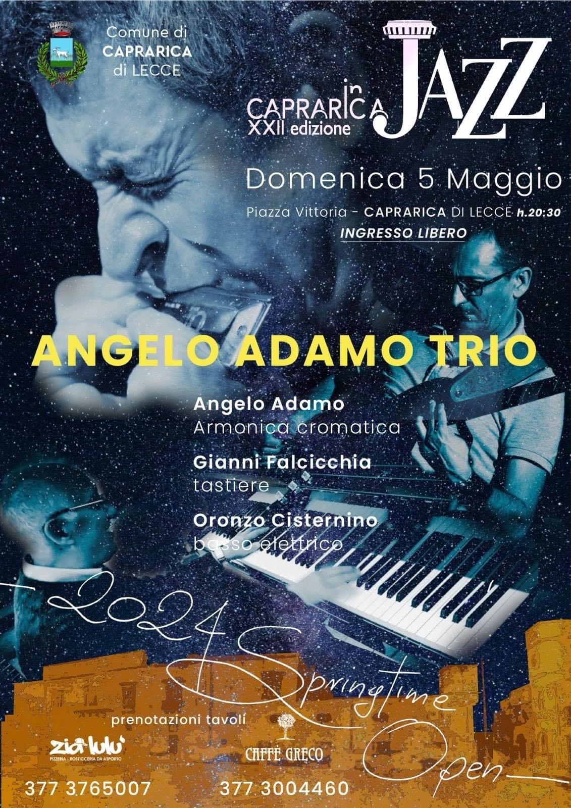 ANGELO ADAMO TRIO ALLA XXII EDIZIONE DI “CAPRARICA IN JAZZ”