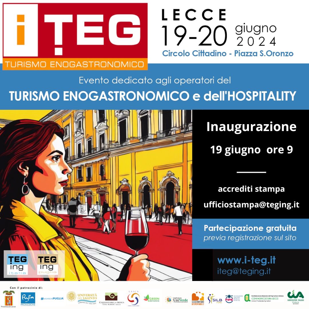 iTEG porta a Lecce l’alta formazione sul Turismo EnoGastronomico e l’Hospitality: appuntamento 19 e 20 giugno