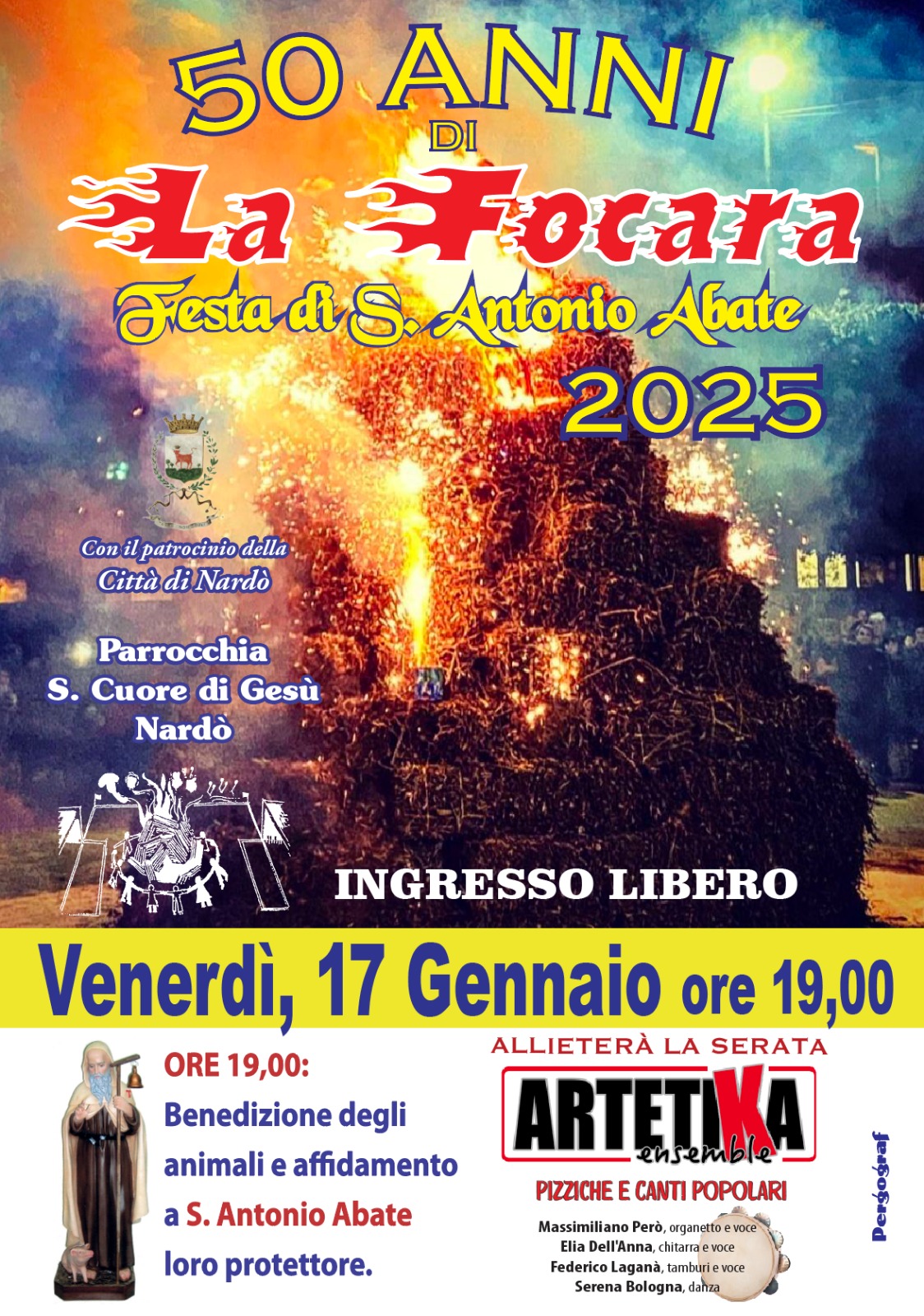 Il Programma dei Festeggiamenti per il 50° Anniversario della Festa di S. Antonio Abate a Nardò