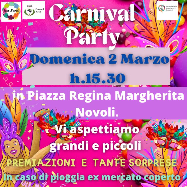 Carnival Party a Novoli: festa in piazza tra musica, premi e divertimento!