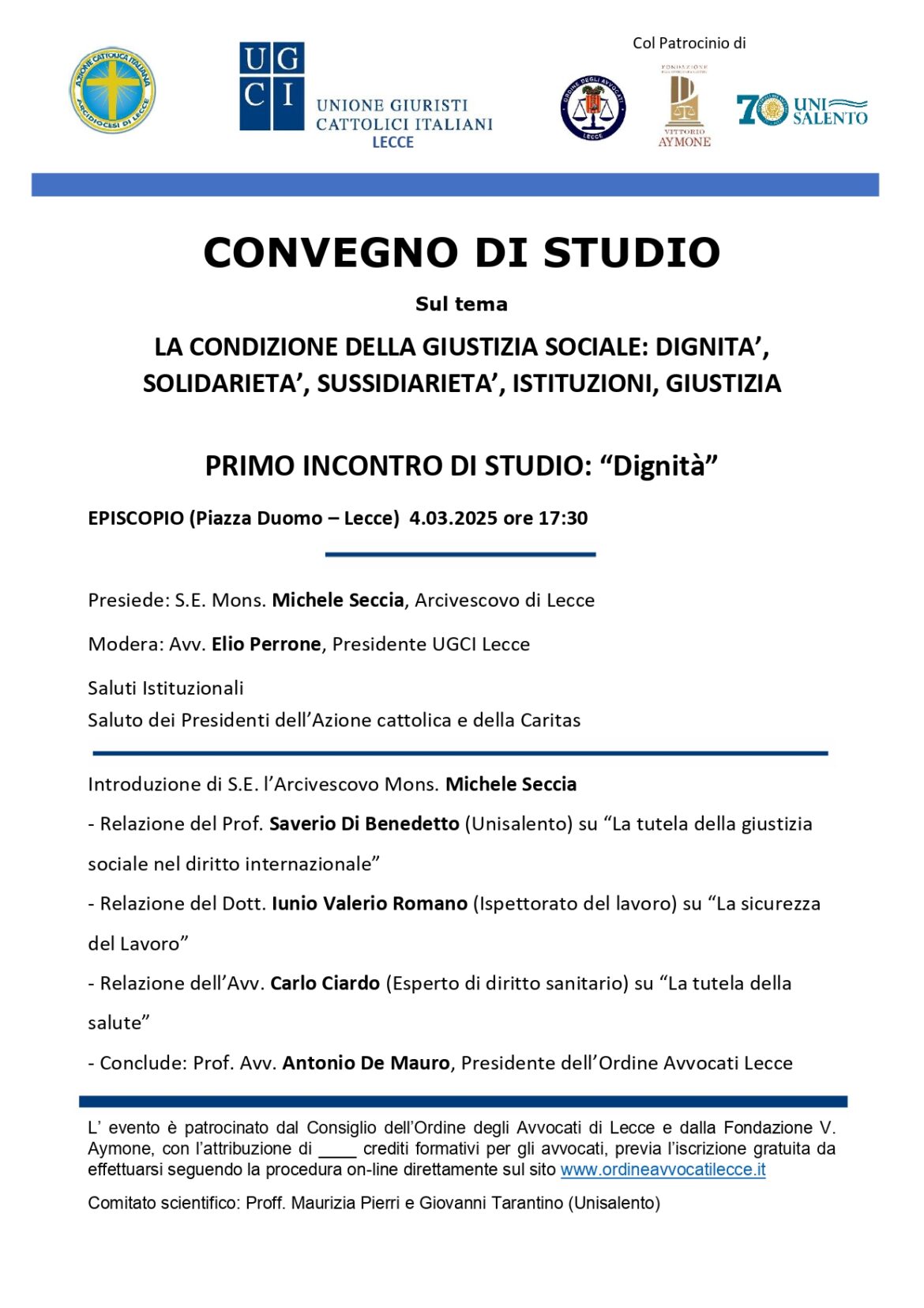 CONVEGNO GIURISTI CATTOLICI LECCE