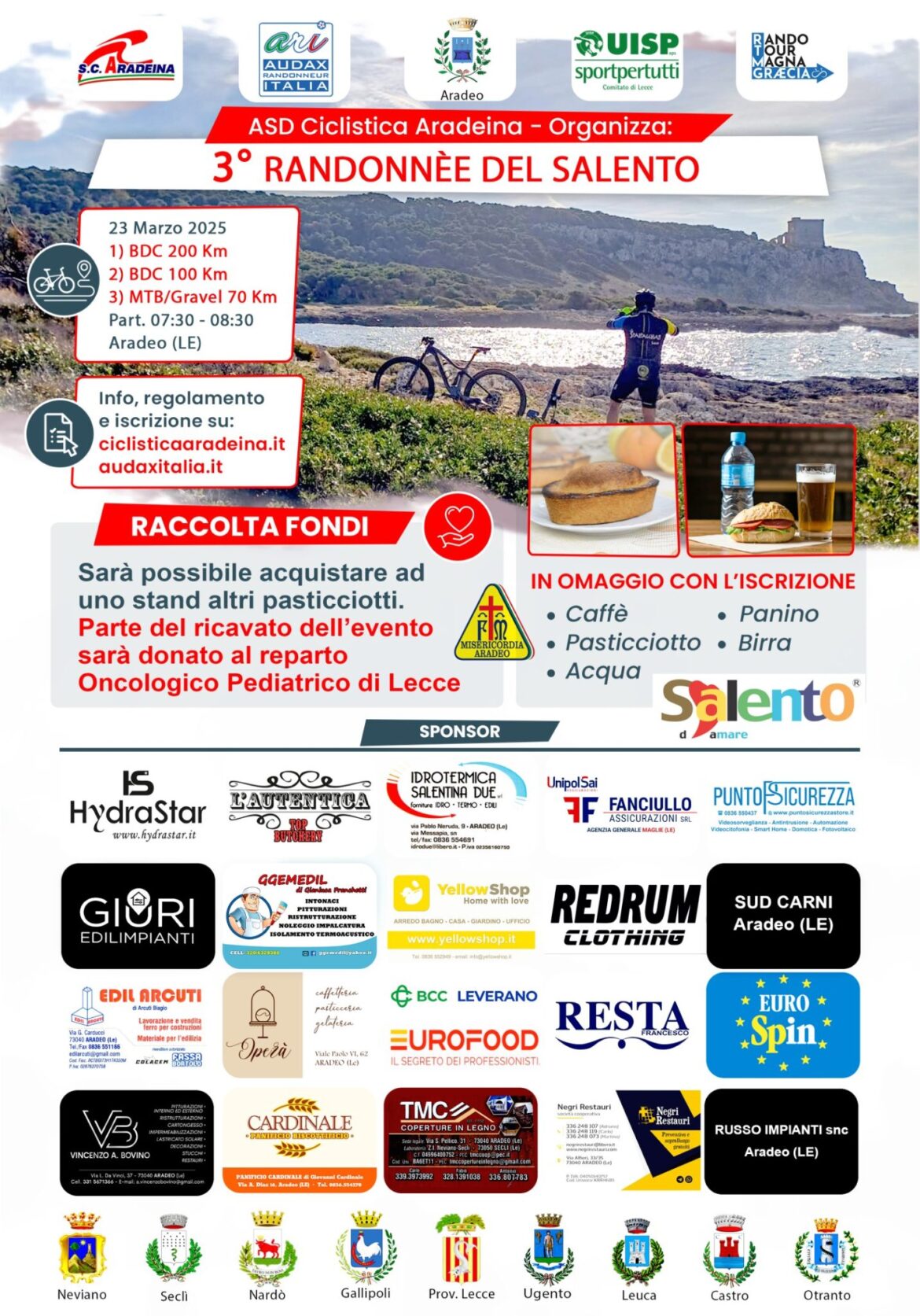 “3° Randonnèe del Salento”: a Palazzo Adorno si presenta la manifestazione ciclistica che unisce sport, turismo e solidarietà